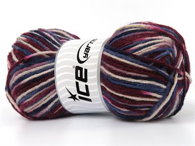 4x100gr. PARTY Pembe, Krem, Mavi Tonları, Bordo Tonları Akrilik Kışlık, Batik Desenli, Worsted, 100% Akrilik