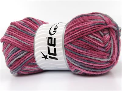 4x100gr. PARTY Akrilik Pembe tonları, Gri Tonları Kışlık, Batik Desenli, Worsted, 100% Akrilik