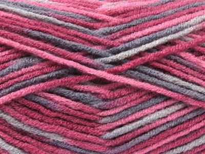 4x100gr. PARTY Akrilik Pembe tonları, Gri Tonları Kışlık, Batik Desenli, Worsted, 100% Akrilik