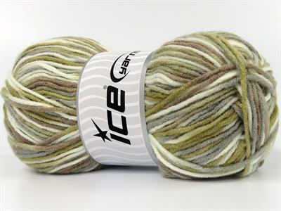 4x100gr. PARTY Akrilik Beyaz, Deve Tüyü, Açık Gri, Haki Tonları Kışlık, Batik Desenli, Worsted, 100% Akrilik