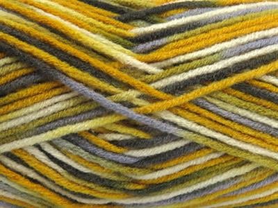 4x100gr. PARTY Akrilik Beyaz, Altın, Haki, Mavi Tonları Kışlık, Batik Desenli, Worsted, 100% Akrilik