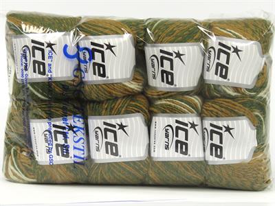 8x50gr. PASSION WOOL Yün, Akrilik Yeşil, Krem, Deve Tüyü Kışlık, Yün, Düz iplikler, Batik Desenli, Akrilik