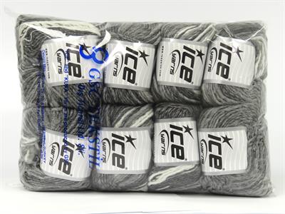 8x50gr. PASSION WOOL Yün, Akrilik Beyaz, Gri Tonları Kışlık, Yün, Düz iplikler, Batik Desenli, Akrilik