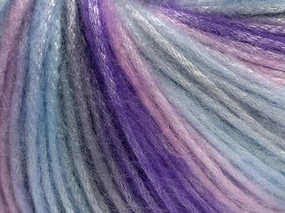 8x50gr. PICASSO Akrilik Açık Gri, Açık Mavi, Açık Pembe, Açık Lila Düz iplikler, Batik Desenli, Worsted, Zincir