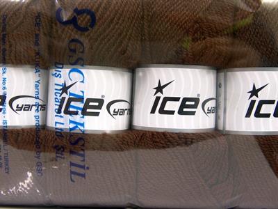 Lot of 4 x 100gr Skeins Ice Yarns PLAIN WOOL WORSTED (50% Wool) Yarn Brown