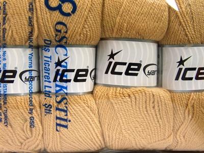 Lot of 4 x 100gr Skeins Ice Yarns PLAIN WOOL WORSTED (50% Wool) Yarn Cafe Latte