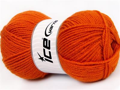 Lot of 4 x 100gr Skeins Ice Yarns PLAIN WOOL WORSTED (50% Wool) Yarn Orange