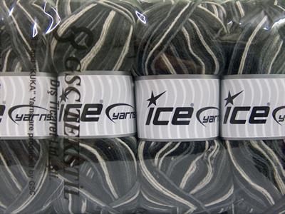 Lot of 4 x 100gr Skeins Ice Yarns PRINT SOCK (75% Superwash Wool) Yarn Black Grey Cream