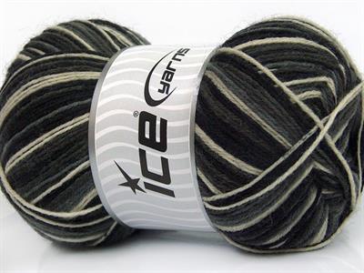 Lot of 4 x 100gr Skeins Ice Yarns PRINT SOCK (75% Superwash Wool) Yarn Black Grey Cream