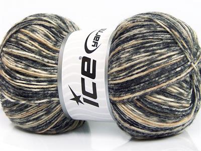 Lot of 4 x 100gr Skeins Ice Yarns PRINT SOCK (75% Superwash Wool) Yarn Grey Shades Cream