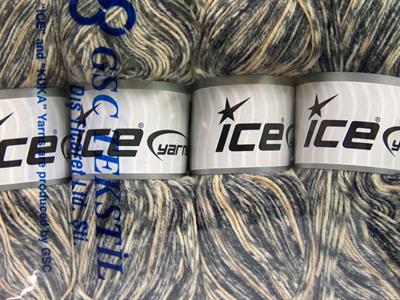 Lot of 4 x 100gr Skeins Ice Yarns PRINT SOCK (75% Superwash Wool) Yarn Grey Shades Cream