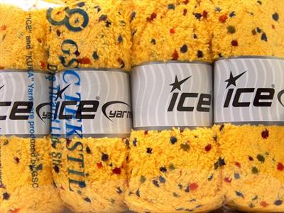 4x100gr. PUFFY POMPOM Mikro Fiber Koyu sarı Yumoş Bük. Sakallı Bük., Kışlık, Bebe, Kalın