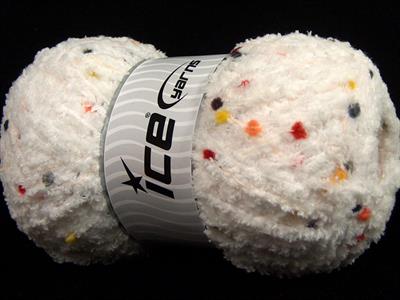 4x100gr. PUFFY POMPOM Mikro Fiber Beyaz, Gökkuşağı Yumoş Bük. Sakallı Bük., Kışlık, Bebe, Kalın