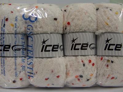 4x100gr. PUFFY POMPOM Mikro Fiber Beyaz, Gökkuşağı Yumoş Bük. Sakallı Bük., Kışlık, Bebe, Kalın