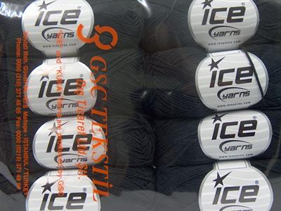 Lot of 8 Skeins Ice Yarns PURE COTTON FINE (100% Cotton) Yarn Black