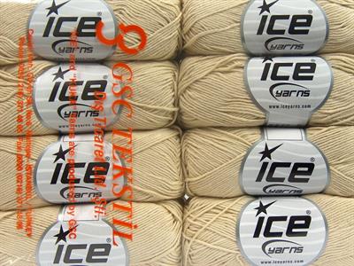 Lot of 8 Skeins Ice Yarns PURE COTTON FINE (100% Cotton) Yarn Cream
