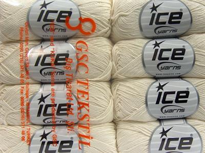 Lot of 8 Skeins Ice Yarns PURE COTTON FINE (100% Cotton) Yarn Ecru
