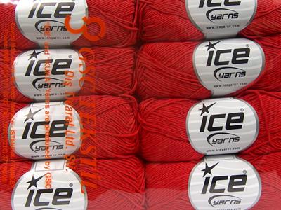 8x50gr. PURE COTTON FINE Pamuk Kırmızı Bebe, Yazlık İplikler, Pamuk, %100 Pamuk