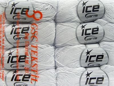 Lot of 8 Skeins Ice Yarns PURE COTTON FINE (100% Cotton) Yarn White