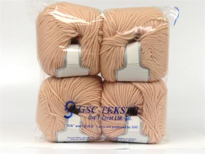 4x100gr. PURE WOOL BULKY Yün Açık Somon Kışlık, Yün, 100% Yün, Kalın, Keçe