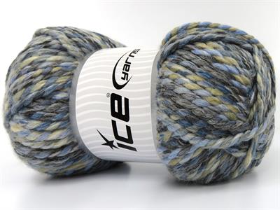 Lot of 2 x 200gr Skeins Ice Yarns PUZZLE WOOL CHUNKY (35% Wool) Yarn Grey Blue Camel Black