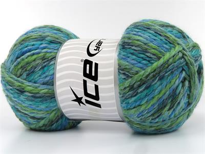 Lot of 2 x 200gr Skeins Ice Yarns PUZZLE WOOL CHUNKY (35% Wool) Yarn Blue Green Shades Grey
