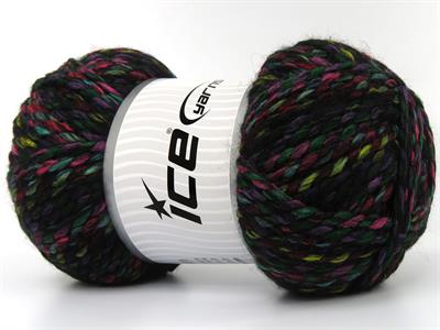 Lot of 2 x 200gr Skeins Ice Yarns PUZZLE WOOL CHUNKY (35% Wool) Yarn Black Green Yellow Turquoise Red