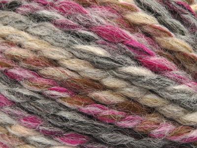 Lot of 2 x 200gr Skeins Ice Yarns PUZZLE WOOL CHUNKY (35% Wool) Yarn Grey Brown Shades Fuchsia