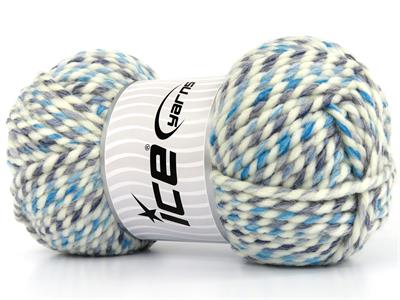 Lot of 2 x 200gr Skeins Ice Yarns PUZZLE WOOL CHUNKY (35% Wool) Yarn White Blue Shades