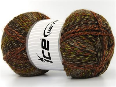 Lot of 2 x 200gr Skeins Ice Yarns PUZZLE WOOL WORSTED (35% Wool) Yarn Brown Shades Copper Green
