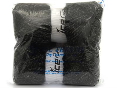 Lot of 2 x 200gr Skeins Ice Yarns PUZZLE WOOL WORSTED (35% Wool) Yarn Black Grey Shades