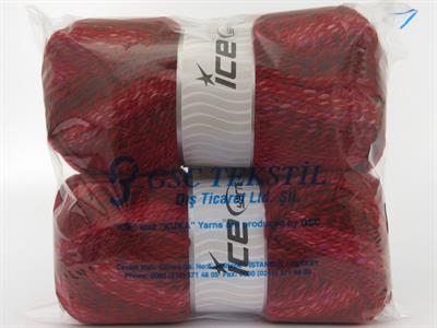 Lot of 2 x 200gr Skeins Ice Yarns PUZZLE WOOL WORSTED (35% Wool) Yarn Red Shades Lilac Black White