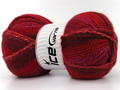 Lot of 2 x 200gr Skeins Ice Yarns PUZZLE WOOL WORSTED (35% Wool) Yarn Red Shades Lilac Black White