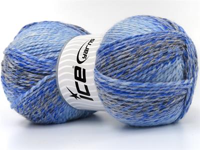 Lot of 2 x 200gr Skeins Ice Yarns PUZZLE WOOL WORSTED (35% Wool) Yarn Blue Shades Grey Shades