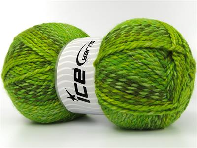 Lot of 2 x 200gr Skeins Ice Yarns PUZZLE WOOL WORSTED (35% Wool) Yarn Green Shades Brown Yellow
