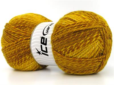 Lot of 2 x 200gr Skeins Ice Yarns PUZZLE WOOL WORSTED (35% Wool) Yarn Gold Shades