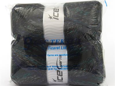 Lot of 2 x 200gr Skeins Ice Yarns PUZZLE WOOL WORSTED (35% Wool) Yarn Black Green Blue Grey Shades