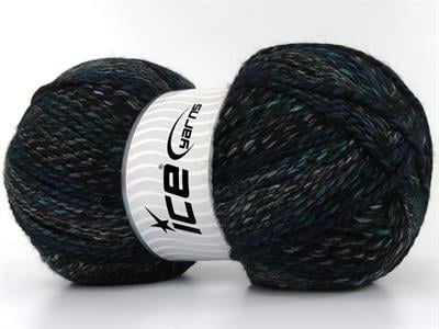 Lot of 2 x 200gr Skeins Ice Yarns PUZZLE WOOL WORSTED (35% Wool) Yarn Black Green Blue Grey Shades