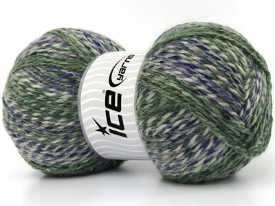 Lot of 2 x 200gr Skeins Ice Yarns PUZZLE WOOL WORSTED (35% Wool) Yarn Green Blue Cream