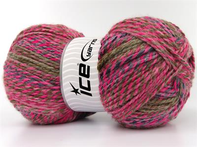 Lot of 2 x 200gr Skeins Ice Yarns PUZZLE WOOL WORSTED (35% Wool) Yarn Pink Shades Grey Camel