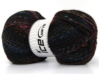 Lot of 2 x 200gr Skeins Ice Yarns PUZZLE WOOL WORSTED (35% Wool) Yarn Green Shades Purple Pink Red Black