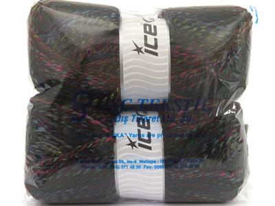Lot of 2 x 200gr Skeins Ice Yarns PUZZLE WOOL WORSTED (35% Wool) Yarn Green Shades Purple Pink Red Black