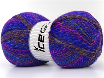 Lot of 2 x 200gr Skeins Ice Yarns PUZZLE WOOL WORSTED (35% Wool) Yarn Purple Pink Turquoise Gold