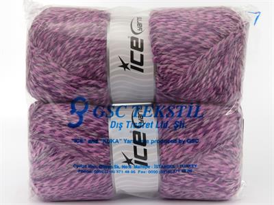 Lot of 2 x 200gr Skeins Ice Yarns PUZZLE WOOL WORSTED (35% Wool) Yarn Purple Pink Shades