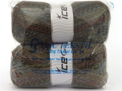 Lot of 2 x 200gr Skeins Ice Yarns PUZZLE WOOL WORSTED (35% Wool) Yarn Brown Shades Turquoise