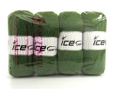 Lot of 4 x 100gr Skeins Ice Yarns RE-STYLE (30% Recycled Cotton) Yarn Green