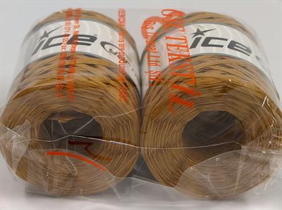 Lot of 2 x 100gr Skeins Ice Yarns RAFFIA (100% Viscose) Yarn Light Gold