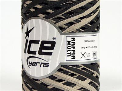 2x100gr. RAFFIA MULTI Viskon Siyah, Açık Kamel Şerit, Viskon, Yazlık İplikler, %100 Viskon, Worsted
