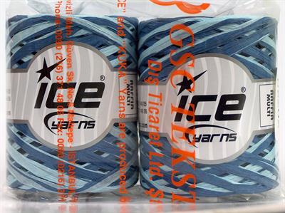 2x100gr. RAFFIA MULTI Viskon Mavi Tonları Şerit, Viskon, Yazlık İplikler, %100 Viskon, Worsted