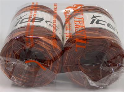 2x100gr. RAFFIA MULTI Viskon Turuncu, Maron Şerit, Viskon, Yazlık İplikler, %100 Viskon, Worsted